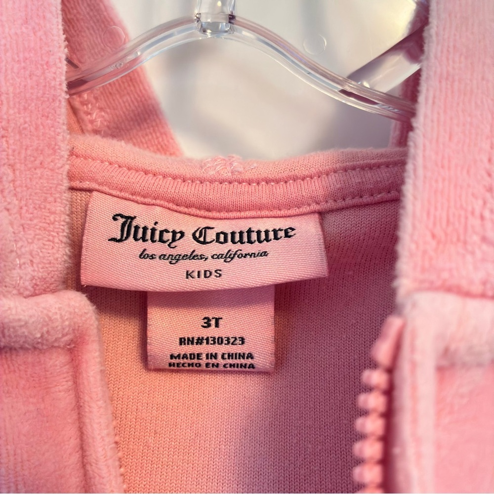 Juicy Couture Kids Toddler Girl Velour Zip-Up Hoodie Pink Size 3T - Picture 8 of 8
